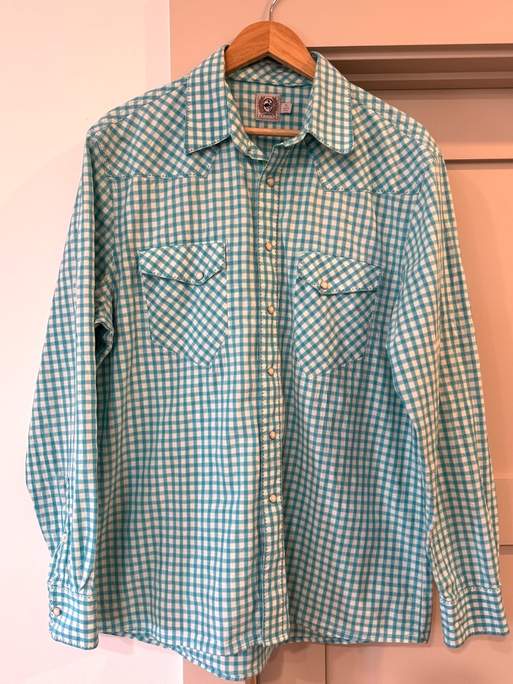 Cinch Unisex western turquoise and chartreuse Check Button-Up Shirt